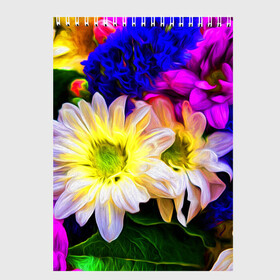 Скетчбук с принтом Райские цветы в Екатеринбурге, 100% бумага
 | 48 листов, плотность листов — 100 г/м2, плотность картонной обложки — 250 г/м2. Листы скреплены сверху удобной пружинной спиралью | Тематика изображения на принте: color | колорит | лепестки | цвет | цветок | цветочки | цветы