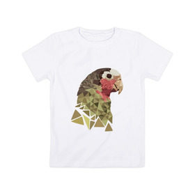 Детская футболка хлопок с принтом Низкополигональный попугай в Екатеринбурге, 100% хлопок | круглый вырез горловины, полуприлегающий силуэт, длина до линии бедер | полигон | попугай