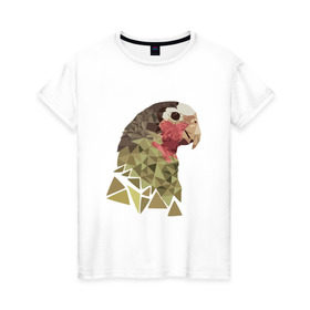 Женская футболка хлопок с принтом Низкополигональный попугай в Екатеринбурге, 100% хлопок | прямой крой, круглый вырез горловины, длина до линии бедер, слегка спущенное плечо | полигон | попугай