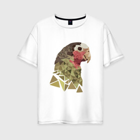 Женская футболка хлопок Oversize с принтом Низкополигональный попугай в Екатеринбурге, 100% хлопок | свободный крой, круглый ворот, спущенный рукав, длина до линии бедер
 | полигон | попугай