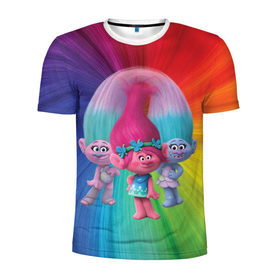 Мужская футболка 3D спортивная с принтом Тролли в Екатеринбурге, 100% полиэстер с улучшенными характеристиками | приталенный силуэт, круглая горловина, широкие плечи, сужается к линии бедра | princess poppy | troll poppy | troll satin and chenille | trolls | розочка | сатинка и синелька | тролли | цветан