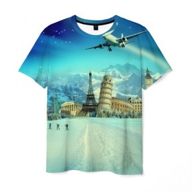 Мужская футболка 3D с принтом Путешествие в Екатеринбурге, 100% полиэфир | прямой крой, круглый вырез горловины, длина до линии бедер | города | достопримечательности | пейзаж