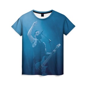 Женская футболка 3D с принтом Blue в Екатеринбурге, 100% полиэфир ( синтетическое хлопкоподобное полотно) | прямой крой, круглый вырез горловины, длина до линии бедер | skillet