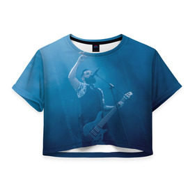 Женская футболка 3D укороченная с принтом Blue в Екатеринбурге, 100% полиэстер | круглая горловина, длина футболки до линии талии, рукава с отворотами | skillet