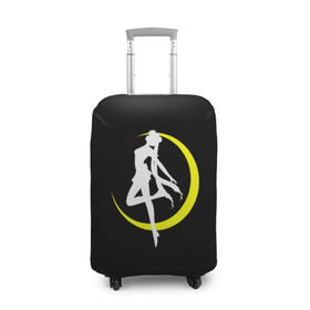 Чехол для чемодана 3D с принтом Сейлор Мун в Екатеринбурге, 86% полиэфир, 14% спандекс | двустороннее нанесение принта, прорези для ручек и колес | logo | moon | девушка | детство | желтый | луна | мультик | мультики | черный