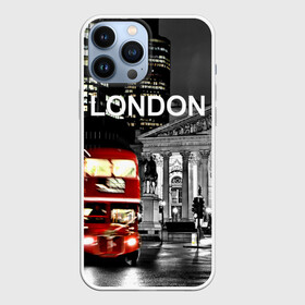 Чехол для iPhone 13 Pro Max с принтом Улицы Лондона в Екатеринбурге,  |  | Тематика изображения на принте: bus | city | england | evening | lights | london | night | street | two storey | united kingdom | автобус | англия | великобритания | вечер | город | двухэтажный | лондон | ночь | огни | улица