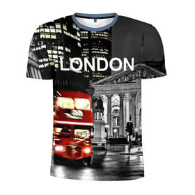 Мужская футболка 3D спортивная с принтом Улицы Лондона в Екатеринбурге, 100% полиэстер с улучшенными характеристиками | приталенный силуэт, круглая горловина, широкие плечи, сужается к линии бедра | bus | city | england | evening | lights | london | night | street | two storey | united kingdom | автобус | англия | великобритания | вечер | город | двухэтажный | лондон | ночь | огни | улица