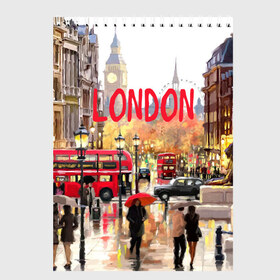 Скетчбук с принтом Улицы Лондона в Екатеринбурге, 100% бумага
 | 48 листов, плотность листов — 100 г/м2, плотность картонной обложки — 250 г/м2. Листы скреплены сверху удобной пружинной спиралью | england | london | united kingdom | англия | великобритания | город | лондон
