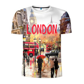 Мужская футболка 3D спортивная с принтом Улицы Лондона в Екатеринбурге, 100% полиэстер с улучшенными характеристиками | приталенный силуэт, круглая горловина, широкие плечи, сужается к линии бедра | england | london | united kingdom | англия | великобритания | город | лондон