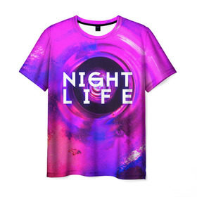 Мужская футболка 3D с принтом Night life в Екатеринбурге, 100% полиэфир | прямой крой, круглый вырез горловины, длина до линии бедер | color | life | night | party | вечеринка | дискотека | жизнь | ночная | ночь | туса