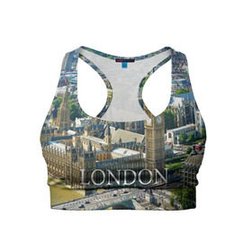 Женский спортивный топ 3D с принтом Улицы Лондона в Екатеринбурге, 82% полиэстер, 18% спандекс Ткань безопасна для здоровья, позволяет коже дышать, не мнется и не растягивается |  | city | england | london | united kingdom | англия | великобритания | город | лондон