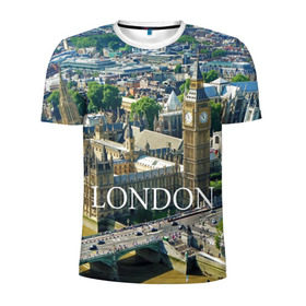 Мужская футболка 3D спортивная с принтом Улицы Лондона в Екатеринбурге, 100% полиэстер с улучшенными характеристиками | приталенный силуэт, круглая горловина, широкие плечи, сужается к линии бедра | city | england | london | united kingdom | англия | великобритания | город | лондон