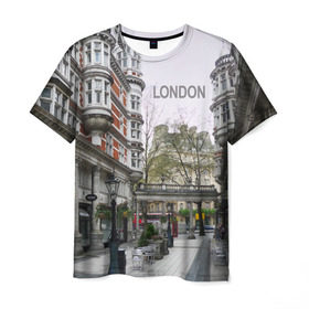 Мужская футболка 3D с принтом Улицы Лондона в Екатеринбурге, 100% полиэфир | прямой крой, круглый вырез горловины, длина до линии бедер | Тематика изображения на принте: boulevard | city | england | london | street | united kingdom | англия | бульвар | великобритания | город | лондон | улица