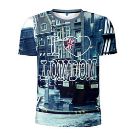 Мужская футболка 3D спортивная с принтом Улицы Лондона в Екатеринбурге, 100% полиэстер с улучшенными характеристиками | приталенный силуэт, круглая горловина, широкие плечи, сужается к линии бедра | Тематика изображения на принте: city | england | flag | heart | i | london | love | street | united kingdom | англия | великобритания | город | лондон | люблю | сердце | улица | флаг | я