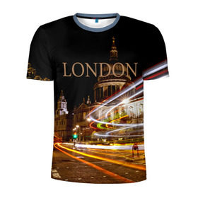 Мужская футболка 3D спортивная с принтом Улицы Лондона в Екатеринбурге, 100% полиэстер с улучшенными характеристиками | приталенный силуэт, круглая горловина, широкие плечи, сужается к линии бедра | city | england | lights | london | night | street | united kingdom | англия | великобритания | город | лондон | ночь | огни | улица