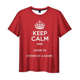 Мужская футболка 3D с принтом Keep Calm SOAD в Екатеринбурге, 100% полиэфир | прямой крой, круглый вырез горловины, длина до линии бедер | soad | system of a down