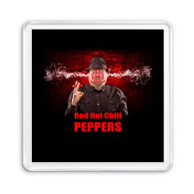Магнит 55*55 с принтом Red Hot Chili Peppers в Екатеринбурге, Пластик | Размер: 65*65 мм; Размер печати: 55*55 мм | Тематика изображения на принте: звезда | красный | кумир | музыка | перец | рок | рок группа | хит