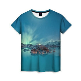 Женская футболка 3D с принтом Сибирь в Екатеринбурге, 100% полиэфир ( синтетическое хлопкоподобное полотно) | прямой крой, круглый вырез горловины, длина до линии бедер | море | пейзаж