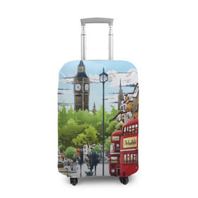 Чехол для чемодана 3D с принтом Улицы Лондона в Екатеринбурге, 86% полиэфир, 14% спандекс | двустороннее нанесение принта, прорези для ручек и колес | Тематика изображения на принте: city | england | london | united kingdom | англия | великобритания | город | лондон
