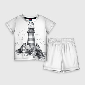 Детский костюм с шортами 3D с принтом Маяк в Екатеринбурге,  |  | вмф | карандаш | маяк | море | моряк | речник | флот