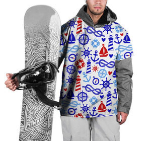 Накидка на куртку 3D с принтом Речник в Екатеринбурге, 100% полиэстер |  | Тематика изображения на принте: вода | канат | компас | круг | маяк | море | парус | спасатель | узел | якорь