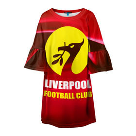 Детское платье 3D с принтом Liverpool в Екатеринбурге, 100% полиэстер | прямой силуэт, чуть расширенный к низу. Круглая горловина, на рукавах — воланы | football | англия | ливерпуль | премьер лига | фанат | футбол | футболист