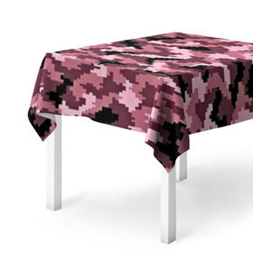 Скатерть 3D с принтом Розовый камуфляж в Екатеринбурге, 100% полиэстер (ткань не мнется и не растягивается) | Размер: 150*150 см | пиксельный