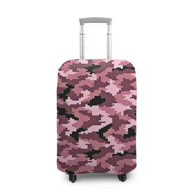 Чехол для чемодана 3D с принтом Розовый камуфляж в Екатеринбурге, 86% полиэфир, 14% спандекс | двустороннее нанесение принта, прорези для ручек и колес | пиксельный