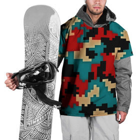 Накидка на куртку 3D с принтом Camouflage в Екатеринбурге, 100% полиэстер |  | камуфляж | пиксельный | разноцветный