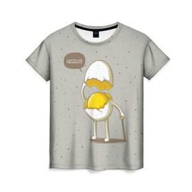 Женская футболка 3D с принтом Яйцо приветствует в Екатеринбурге, 100% полиэфир ( синтетическое хлопкоподобное полотно) | прямой крой, круглый вырез горловины, длина до линии бедер | cook | eat | egg | food | funny | hello | smile | еда | кухня | повар | привет | прикол | смайл | улыбка | яйцо