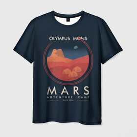 Мужская футболка 3D с принтом Mars Adventure Camp в Екатеринбурге, 100% полиэфир | прямой крой, круглый вырез горловины, длина до линии бедер | cosmos | earth | galaxy | mars | moon | planet | space | stars | вселенная | галактика | звезды | земля | космос | луна | марс | планета