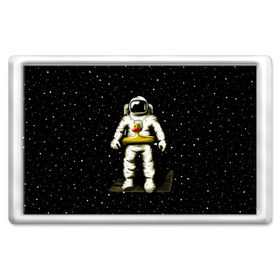 Магнит 45*70 с принтом Космонавт с уточкой в Екатеринбурге, Пластик | Размер: 78*52 мм; Размер печати: 70*45 | астронавт | ванна | галактика | звезды | космонавт | планета | утка | уточка