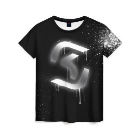 Женская футболка 3D с принтом cs:go - SK Gaming (Black collection) в Екатеринбурге, 100% полиэфир ( синтетическое хлопкоподобное полотно) | прямой крой, круглый вырез горловины, длина до линии бедер | cs | csgo | sk | го | кс | ск