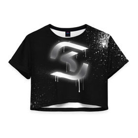 Женская футболка 3D укороченная с принтом cs:go - SK Gaming (Black collection) в Екатеринбурге, 100% полиэстер | круглая горловина, длина футболки до линии талии, рукава с отворотами | cs | csgo | sk | го | кс | ск