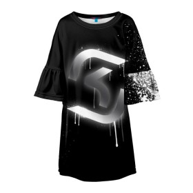 Детское платье 3D с принтом cs:go - SK Gaming (Black collection) в Екатеринбурге, 100% полиэстер | прямой силуэт, чуть расширенный к низу. Круглая горловина, на рукавах — воланы | cs | csgo | sk | го | кс | ск