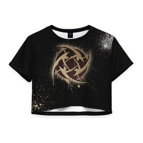 Женская футболка 3D укороченная с принтом cs:go - NiP (Black collection) в Екатеринбурге, 100% полиэстер | круглая горловина, длина футболки до линии талии, рукава с отворотами | cs | csgo | nip | го | кс | нип