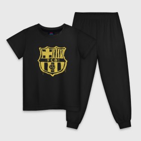 Детская пижама хлопок с принтом FC Barcelona - Yellow Paint (Оригинальный стиль,рисунок краской) в Екатеринбурге, 100% хлопок |  брюки и футболка прямого кроя, без карманов, на брюках мягкая резинка на поясе и по низу штанин
 | barca | barcelona | fcb | барселона | футбол