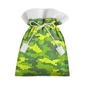 Подарочный 3D мешок с принтом Зелёный камуфляж в Екатеринбурге, 100% полиэстер | Размер: 29*39 см | Тематика изображения на принте: пиксели