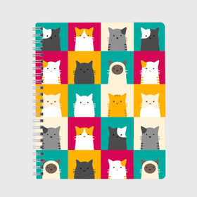 Тетрадь с принтом Котейки 3 в Екатеринбурге, 100% бумага | 48 листов, плотность листов — 60 г/м2, плотность картонной обложки — 250 г/м2. Листы скреплены сбоку удобной пружинной спиралью. Уголки страниц и обложки скругленные. Цвет линий — светло-серый
 | котейки | коты | кошки