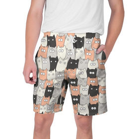 Мужские шорты 3D с принтом Котики в Екатеринбурге,  полиэстер 100% | прямой крой, два кармана без застежек по бокам. Мягкая трикотажная резинка на поясе, внутри которой широкие завязки. Длина чуть выше колен | котейки | коты | кошки