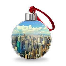 Ёлочный шар с принтом New York в Екатеринбурге, Пластик | Диаметр: 77 мм | Тематика изображения на принте: город | пейзаж