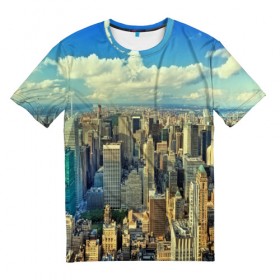 Мужская футболка 3D с принтом New York в Екатеринбурге, 100% полиэфир | прямой крой, круглый вырез горловины, длина до линии бедер | Тематика изображения на принте: город | пейзаж