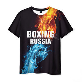 Мужская футболка 3D с принтом Boxing Russia в Екатеринбурге, 100% полиэфир | прямой крой, круглый вырез горловины, длина до линии бедер | boxing | boxing russia | russia | бокс | единоборства | россия | спорт