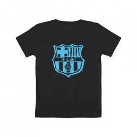 Детская футболка хлопок с принтом FC Barcelona - Light Blue Paint (Оригинальный стиль,рисунок краской) в Екатеринбурге, 100% хлопок | круглый вырез горловины, полуприлегающий силуэт, длина до линии бедер | barca | barcelona | fcb | барселона | футбол