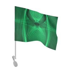 Флаг для автомобиля с принтом Абстракция зеленая в Екатеринбурге, 100% полиэстер | Размер: 30*21 см | абстракция | белый | зеленый | изгиб | красивый | необычный | новый | плавный | рисунок | стиль | цвет | четкий