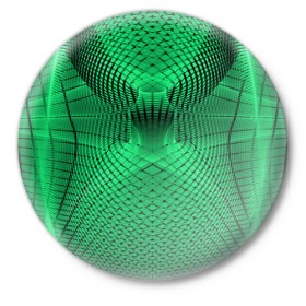 Значок с принтом Абстракция зеленая в Екатеринбурге,  металл | круглая форма, металлическая застежка в виде булавки | абстракция | белый | зеленый | изгиб | красивый | необычный | новый | плавный | рисунок | стиль | цвет | четкий
