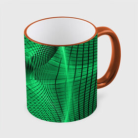 Кружка 3D с принтом Абстракция зеленая в Екатеринбурге, керамика | ёмкость 330 мл | Тематика изображения на принте: абстракция | белый | зеленый | изгиб | красивый | необычный | новый | плавный | рисунок | стиль | цвет | четкий