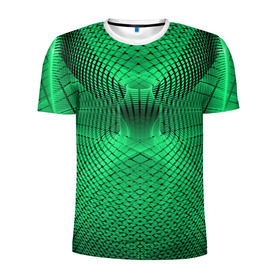 Мужская футболка 3D спортивная с принтом Абстракция зеленая в Екатеринбурге, 100% полиэстер с улучшенными характеристиками | приталенный силуэт, круглая горловина, широкие плечи, сужается к линии бедра | абстракция | белый | зеленый | изгиб | красивый | необычный | новый | плавный | рисунок | стиль | цвет | четкий