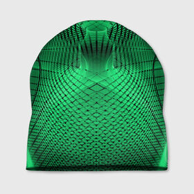 Шапка 3D с принтом Абстракция зеленая в Екатеринбурге, 100% полиэстер | универсальный размер, печать по всей поверхности изделия | Тематика изображения на принте: абстракция | белый | зеленый | изгиб | красивый | необычный | новый | плавный | рисунок | стиль | цвет | четкий