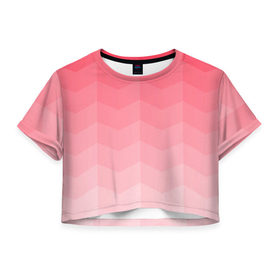 Женская футболка 3D укороченная с принтом Игра цветов в Екатеринбурге, 100% полиэстер | круглая горловина, длина футболки до линии талии, рукава с отворотами | абстракция | винтаж | игра теней | переливание | переливания цветов | плавный переход | розовый | ромб | треугольник | узор
